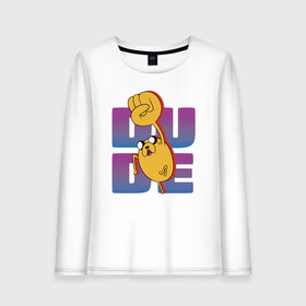 Женский лонгслив хлопок с принтом DUDE в городе Новоалтайск, 100% хлопок |  | adventure time | finn the human | jake the dog | vdzajul | джейк | лич | марселин | ооо | рикардио | снежный король | финн | финн парнишка