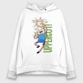 Женское худи Oversize хлопок с принтом UPPERCUT! в городе Новоалтайск, френч-терри — 70% хлопок, 30% полиэстер. Мягкий теплый начес внутри —100% хлопок | боковые карманы, эластичные манжеты и нижняя кромка, капюшон на магнитной кнопке | adventure time | finn the human | jake the dog | vdzajul | джейк | лич | марселин | ооо | рикардио | снежный король | финн | финн парнишка