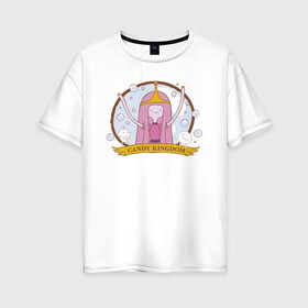 Женская футболка хлопок Oversize с принтом Candy kingdom в городе Новоалтайск, 100% хлопок | свободный крой, круглый ворот, спущенный рукав, длина до линии бедер
 | adventure time | finn the human | jake the dog | vdzajul | джейк | лич | марселин | ооо | рикардио | снежный король | финн | финн парнишка