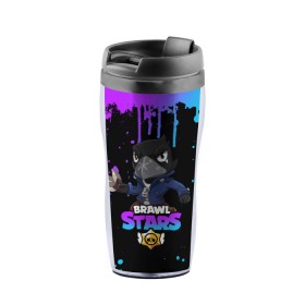 Термокружка-непроливайка с принтом Brawl Stars Crow в городе Новоалтайск, внутренняя часть — пищевой пластик, наружная часть — прозрачный пластик, между ними — полиграфическая вставка с рисунком | объем — 350 мл, герметичная крышка | brawl stars | crow | game | leon | бравл | бравл стар | бравл старс | ворон | ворона | детская | детям | игра | компьютерная игра | кров | леон | персонаж | развлечение