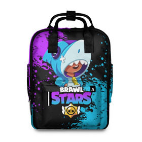 Женский рюкзак 3D с принтом Brawl Stars Leon Shark в городе Новоалтайск, 100% полиэстер | лямки с регулируемой длиной, сверху ручки, чтобы рюкзак нести как сумку. Основное отделение закрывается на молнию, как и внешний карман. Внутри два дополнительных кармана, один из которых закрывается на молнию. По бокам два дополнительных кармашка, куда поместится маленькая бутылочка
 | brawl stars | crow | game | leon | бравл | бравл стар | бравл старс | ворон | ворона | детская | детям | игра | компьютерная игра | кров | леон | персонаж | развлечение