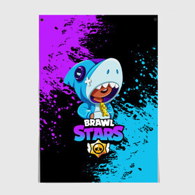 Постер с принтом Brawl Stars Leon Shark в городе Новоалтайск, 100% бумага
 | бумага, плотность 150 мг. Матовая, но за счет высокого коэффициента гладкости имеет небольшой блеск и дает на свету блики, но в отличии от глянцевой бумаги не покрыта лаком | brawl stars | crow | game | leon | бравл | бравл стар | бравл старс | ворон | ворона | детская | детям | игра | компьютерная игра | кров | леон | персонаж | развлечение