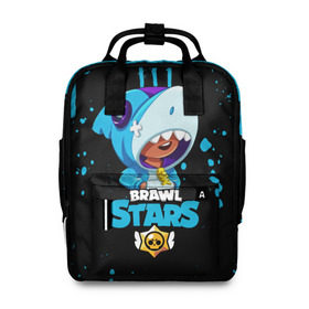 Женский рюкзак 3D с принтом Brawl Stars Leon Shark в городе Новоалтайск, 100% полиэстер | лямки с регулируемой длиной, сверху ручки, чтобы рюкзак нести как сумку. Основное отделение закрывается на молнию, как и внешний карман. Внутри два дополнительных кармана, один из которых закрывается на молнию. По бокам два дополнительных кармашка, куда поместится маленькая бутылочка
 | brawl stars | crow | game | leon | бравл | бравл стар | бравл старс | ворон | ворона | детская | детям | игра | компьютерная игра | кров | леон | персонаж | развлечение