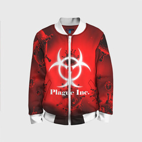 Детский бомбер 3D с принтом PLAGUE INC. в городе Новоалтайск, 100% полиэстер | застегивается на молнию, по бокам два кармана без застежек, мягкие манжеты, по низу бомбера и на воротнике — эластичная резинка | molecule | plague inc | абстракция | бактерии | вирус | клетки | медицина | микробы | молекулы | наука | нейрон | нейроны | планета | текстура | текстуры | формула