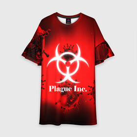 Детское платье 3D с принтом PLAGUE INC. в городе Новоалтайск, 100% полиэстер | прямой силуэт, чуть расширенный к низу. Круглая горловина, на рукавах — воланы | molecule | plague inc | абстракция | бактерии | вирус | клетки | медицина | микробы | молекулы | наука | нейрон | нейроны | планета | текстура | текстуры | формула