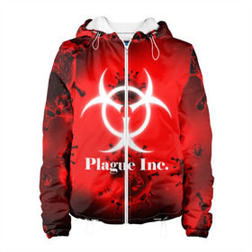 Женская куртка 3D с принтом PLAGUE INC. в городе Новоалтайск, ткань верха — 100% полиэстер, подклад — флис | прямой крой, подол и капюшон оформлены резинкой с фиксаторами, два кармана без застежек по бокам, один большой потайной карман на груди. Карман на груди застегивается на липучку | molecule | plague inc | абстракция | бактерии | вирус | клетки | медицина | микробы | молекулы | наука | нейрон | нейроны | планета | текстура | текстуры | формула