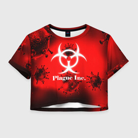 Женская футболка Crop-top 3D с принтом PLAGUE INC. в городе Новоалтайск, 100% полиэстер | круглая горловина, длина футболки до линии талии, рукава с отворотами | molecule | plague inc | абстракция | бактерии | вирус | клетки | медицина | микробы | молекулы | наука | нейрон | нейроны | планета | текстура | текстуры | формула