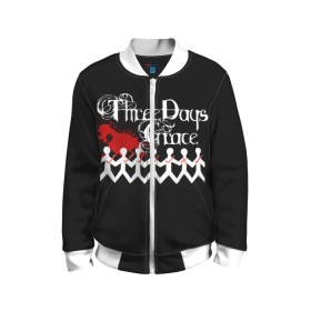 Детский бомбер 3D с принтом Three days grace в городе Новоалтайск, 100% полиэстер | застегивается на молнию, по бокам два кармана без застежек, мягкие манжеты, по низу бомбера и на воротнике — эластичная резинка | days | grace | three | three days grace | альтернативный метал | альтернативный рок | брэд уолст барри сток | гонтье | мэтт уолст | ню металнил сандерсон | постгранж | хард рок