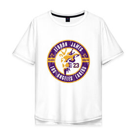 Мужская футболка хлопок Oversize с принтом Lakers - LeBron James в городе Новоалтайск, 100% хлопок | свободный крой, круглый ворот, “спинка” длиннее передней части | basketball | black | bryant | game | james | kobe | kobebryant | lakers | lebron | los angeles | mamba | nba | rip | slam dunk | баскетбол | баскетболист | брайант | браянт | джеймс | игрок | коби | леброн | лейкерс | лос анджеле