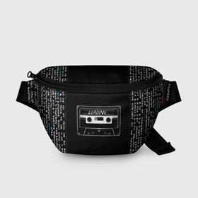 Поясная сумка 3D с принтом Loading в городе Новоалтайск, 100% полиэстер | плотная ткань, ремень с регулируемой длиной, внутри несколько карманов для мелочей, основное отделение и карман с обратной стороны сумки застегиваются на молнию | hieroglyph | japanese | loading | загрузка | иероглиф | кассета | японский