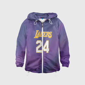 Детская ветровка 3D с принтом Los Angeles Lakers / Kobe Brya в городе Новоалтайск, 100% полиэстер | подол и капюшон оформлены резинкой с фиксаторами, по бокам два кармана без застежек, один потайной карман на груди | Тематика изображения на принте: basketball | espn | kobe | kobe bryant | kobe bryant death | kobe bryant tribute | lakers | los angeles lakers | nba