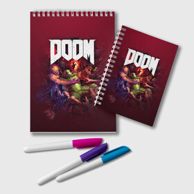 Блокнот с принтом Doom в городе Новоалтайск, 100% бумага | 48 листов, плотность листов — 60 г/м2, плотность картонной обложки — 250 г/м2. Листы скреплены удобной пружинной спиралью. Цвет линий — светло-серый
 | doom | doom 2016 | doom 2020 | doom eternal | doom slayer | doomguy | doomslayer | дум | дум 2020 | дум вечен | дум етернал | дум этернал | думгай