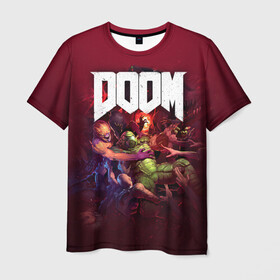 Мужская футболка 3D с принтом Doom в городе Новоалтайск, 100% полиэфир | прямой крой, круглый вырез горловины, длина до линии бедер | doom | doom 2016 | doom 2020 | doom eternal | doom slayer | doomguy | doomslayer | дум | дум 2020 | дум вечен | дум етернал | дум этернал | думгай