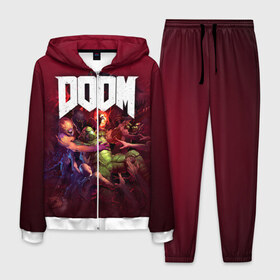 Мужской костюм 3D с принтом Doom в городе Новоалтайск, 100% полиэстер | Манжеты и пояс оформлены тканевой резинкой, двухслойный капюшон со шнурком для регулировки, карманы спереди | doom | doom 2016 | doom 2020 | doom eternal | doom slayer | doomguy | doomslayer | дум | дум 2020 | дум вечен | дум етернал | дум этернал | думгай