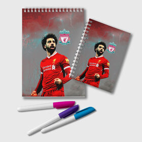 Блокнот с принтом Mohamed Salah в городе Новоалтайск, 100% бумага | 48 листов, плотность листов — 60 г/м2, плотность картонной обложки — 250 г/м2. Листы скреплены удобной пружинной спиралью. Цвет линий — светло-серый
 | Тематика изображения на принте: mohamed salah | англия | ливер | ливерпуль | мохаммед салах | салах | футбол