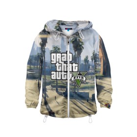 Детская ветровка 3D с принтом GRAND THEFT AUTO 5 в городе Новоалтайск, 100% полиэстер | подол и капюшон оформлены резинкой с фиксаторами, по бокам два кармана без застежек, один потайной карман на груди | grand theft auto 2 | grand theft auto 3 | grand theft auto v | grand theft auto: san andreas | grand theft auto: vice city | gta 1 | gta 2 | gta 3 | gta 4 | gta 5 | gta online | gta v | город | игры