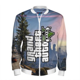Мужской бомбер 3D с принтом GTA 5 в городе Новоалтайск, 100% полиэстер | застегивается на молнию, по бокам два кармана без застежек, по низу бомбера и на воротнике - эластичная резинка | grand theft auto 2 | grand theft auto 3 | grand theft auto v | grand theft auto: san andreas | grand theft auto: vice city | gta 1 | gta 2 | gta 3 | gta 4 | gta 5 | gta online | gta v | город | игры