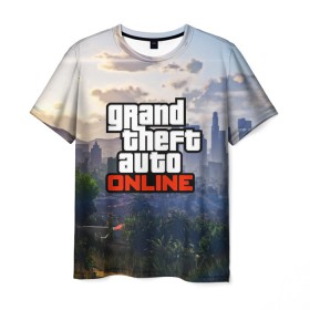 Мужская футболка 3D с принтом GTA ONLINE в городе Новоалтайск, 100% полиэфир | прямой крой, круглый вырез горловины, длина до линии бедер | grand theft auto 2 | grand theft auto 3 | grand theft auto v | grand theft auto: san andreas | grand theft auto: vice city | gta 1 | gta 2 | gta 3 | gta 4 | gta 5 | gta online | gta v | город | игры