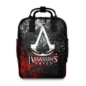 Женский рюкзак 3D с принтом ASSASSIN`S CREED в городе Новоалтайск, 100% полиэстер | лямки с регулируемой длиной, сверху ручки, чтобы рюкзак нести как сумку. Основное отделение закрывается на молнию, как и внешний карман. Внутри два дополнительных кармана, один из которых закрывается на молнию. По бокам два дополнительных кармашка, куда поместится маленькая бутылочка
 | Тематика изображения на принте: black flag | brotherhood | chronicles | creed | game | origins | revelations | rogue | syndicate | unity | альтаир | ассасин | игры | кинжал | пираты