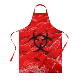 Фартук 3D с принтом PLAGUE INC.BIOHAZARD в городе Новоалтайск, 100% полиэстер | общий размер — 65 х 85 см, ширина нагрудника — 26 см, горловина — 53 см, длина завязок — 54 см, общий обхват в поясе — 173 см. Принт на завязках и на горловине наносится с двух сторон, на основной части фартука — только с внешней стороны | molecule | plague inc | абстракция | бактерии | вирус | клетки | медицина | микробы | молекулы | наука | нейрон | нейроны | планета | текстура | текстуры | формула