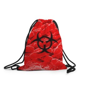 Рюкзак-мешок 3D с принтом PLAGUE INC.BIOHAZARD в городе Новоалтайск, 100% полиэстер | плотность ткани — 200 г/м2, размер — 35 х 45 см; лямки — толстые шнурки, застежка на шнуровке, без карманов и подкладки | molecule | plague inc | абстракция | бактерии | вирус | клетки | медицина | микробы | молекулы | наука | нейрон | нейроны | планета | текстура | текстуры | формула