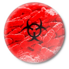 Значок с принтом PLAGUE INC.BIOHAZARD в городе Новоалтайск,  металл | круглая форма, металлическая застежка в виде булавки | molecule | plague inc | абстракция | бактерии | вирус | клетки | медицина | микробы | молекулы | наука | нейрон | нейроны | планета | текстура | текстуры | формула