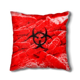 Подушка 3D с принтом PLAGUE INC.BIOHAZARD в городе Новоалтайск, наволочка – 100% полиэстер, наполнитель – холлофайбер (легкий наполнитель, не вызывает аллергию). | состоит из подушки и наволочки. Наволочка на молнии, легко снимается для стирки | molecule | plague inc | абстракция | бактерии | вирус | клетки | медицина | микробы | молекулы | наука | нейрон | нейроны | планета | текстура | текстуры | формула