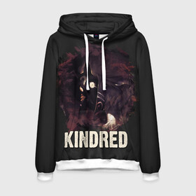 Мужская толстовка 3D с принтом Kindred в городе Новоалтайск, 100% полиэстер | двухслойный капюшон со шнурком для регулировки, мягкие манжеты на рукавах и по низу толстовки, спереди карман-кенгуру с мягким внутренним слоем. | jinx | kda | league | lol | moba | pentakill | riot | rise | rus | skins | варвик | варус | воин | легенд | лига | лол | маг | стрелок | танк | чемпион