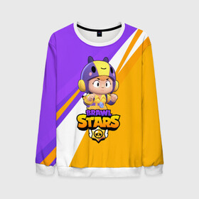 Мужской свитшот 3D с принтом BRAWL STARS BEA в городе Новоалтайск, 100% полиэстер с мягким внутренним слоем | круглый вырез горловины, мягкая резинка на манжетах и поясе, свободная посадка по фигуре | Тематика изображения на принте: bea | brawl stars | bull | colt | crow | leon | leon shark | shark | stars | акула | берли | биа | ворон | динамайк | кольт | леон | леон акула | нита | спайк | шелли | эль примо