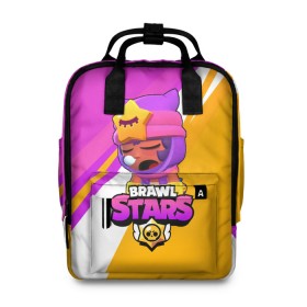 Женский рюкзак 3D с принтом Brawl stars Sandy в городе Новоалтайск, 100% полиэстер | лямки с регулируемой длиной, сверху ручки, чтобы рюкзак нести как сумку. Основное отделение закрывается на молнию, как и внешний карман. Внутри два дополнительных кармана, один из которых закрывается на молнию. По бокам два дополнительных кармашка, куда поместится маленькая бутылочка
 | brawl stars | brawl stars sandy | legendary brawler | leon | leon shark | sandy | shark | stars | акула | бравл стар сэнди | леон акула | сенди | сэнди
