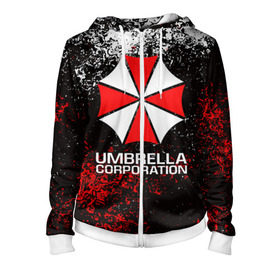 Женская толстовка 3D на молнии с принтом UMBRELLA CORP в городе Новоалтайск, 100% полиэстер | длина до линии бедра, манжеты и пояс оформлены мягкой тканевой резинкой, двухслойный капюшон со шнурком для регулировки, спереди молния, по бокам два кармана | ada wong | biohazard | leon | nemesis | project resistance | raccoon city | re2 | resident evil 2 | rpd | stars | umbrella | ада вонг | амбрелла | немесис | ужасы
