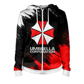 Женская толстовка 3D на молнии с принтом UMBRELLA CORP в городе Новоалтайск, 100% полиэстер | длина до линии бедра, манжеты и пояс оформлены мягкой тканевой резинкой, двухслойный капюшон со шнурком для регулировки, спереди молния, по бокам два кармана | ada wong | biohazard | leon | nemesis | project resistance | raccoon city | re2 | resident evil 2 | rpd | stars | umbrella | ада вонг | амбрелла | немесис | ужасы