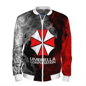 Мужской бомбер 3D с принтом UMBRELLA CORP в городе Новоалтайск, 100% полиэстер | застегивается на молнию, по бокам два кармана без застежек, по низу бомбера и на воротнике - эластичная резинка | Тематика изображения на принте: ada wong | biohazard | leon | nemesis | project resistance | raccoon city | re2 | resident evil 2 | rpd | stars | umbrella | ада вонг | амбрелла | немесис | ужасы