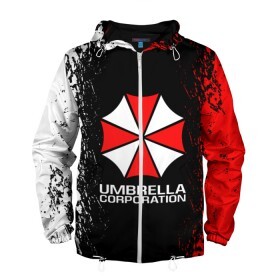 Мужская ветровка 3D с принтом UMBRELLA CORP в городе Новоалтайск, 100% полиэстер | подол и капюшон оформлены резинкой с фиксаторами, два кармана без застежек по бокам, один потайной карман на груди | ada wong | biohazard | leon | nemesis | project resistance | raccoon city | re2 | resident evil 2 | rpd | stars | umbrella | ада вонг | амбрелла | немесис | ужасы