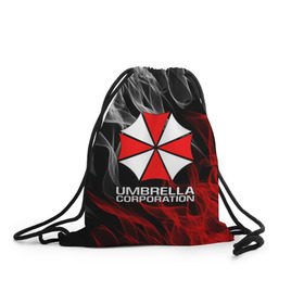Рюкзак-мешок 3D с принтом UMBRELLA CORP в городе Новоалтайск, 100% полиэстер | плотность ткани — 200 г/м2, размер — 35 х 45 см; лямки — толстые шнурки, застежка на шнуровке, без карманов и подкладки | ada wong | biohazard | leon | nemesis | project resistance | raccoon city | re2 | resident evil 2 | rpd | stars | umbrella | ада вонг | амбрелла | немесис | ужасы