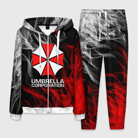 Мужской костюм 3D с принтом UMBRELLA CORP в городе Новоалтайск, 100% полиэстер | Манжеты и пояс оформлены тканевой резинкой, двухслойный капюшон со шнурком для регулировки, карманы спереди | ada wong | biohazard | leon | nemesis | project resistance | raccoon city | re2 | resident evil 2 | rpd | stars | umbrella | ада вонг | амбрелла | немесис | ужасы