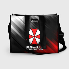 Сумка-шоппер 3D с принтом UMBRELLA CORP в городе Новоалтайск, 100% полиэстер | застегивается на металлическую кнопку; внутренний карман застегивается на молнию. Стенки укреплены специальным мягким материалом, чтобы защитить содержимое от несильных ударов
 | ada wong | biohazard | leon | nemesis | project resistance | raccoon city | re2 | resident evil 2 | rpd | stars | umbrella | ада вонг | амбрелла | немесис | ужасы