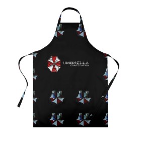 Фартук 3D с принтом Umbrella Corporation в городе Новоалтайск, 100% полиэстер | общий размер — 65 х 85 см, ширина нагрудника — 26 см, горловина — 53 см, длина завязок — 54 см, общий обхват в поясе — 173 см. Принт на завязках и на горловине наносится с двух сторон, на основной части фартука — только с внешней стороны | апокалипсис | зла | зомби | обитель | твирус