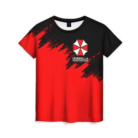 Женская футболка 3D с принтом UMBRELLA CORP в городе Новоалтайск, 100% полиэфир ( синтетическое хлопкоподобное полотно) | прямой крой, круглый вырез горловины, длина до линии бедер | ada wong | biohazard | leon | nemesis | project resistance | raccoon city | re2 | resident evil 2 | rpd | stars | umbrella | ада вонг | амбрелла | немесис | ужасы