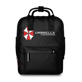 Женский рюкзак 3D с принтом Umbrella Corporation в городе Новоалтайск, 100% полиэстер | лямки с регулируемой длиной, сверху ручки, чтобы рюкзак нести как сумку. Основное отделение закрывается на молнию, как и внешний карман. Внутри два дополнительных кармана, один из которых закрывается на молнию. По бокам два дополнительных кармашка, куда поместится маленькая бутылочка
 | апокалипсис | зла | зомби | обитель | твирус