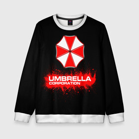 Детский свитшот 3D с принтом Umbrella Corporation в городе Новоалтайск, 100% полиэстер | свободная посадка, прямой крой, мягкая тканевая резинка на рукавах и понизу свитшота | corporation | umbrella | umbrella corporation | амбрела | амбрелла корпорейшн | военная корпорация | корпорация | фармацевтическая корпорация