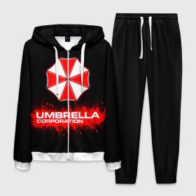 Мужской костюм 3D с принтом Umbrella Corporation в городе Новоалтайск, 100% полиэстер | Манжеты и пояс оформлены тканевой резинкой, двухслойный капюшон со шнурком для регулировки, карманы спереди | corporation | umbrella | umbrella corporation | амбрела | амбрелла корпорейшн | военная корпорация | корпорация | фармацевтическая корпорация