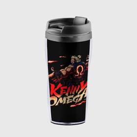 Термокружка-непроливайка с принтом Kenny Omega Street Fighter в городе Новоалтайск, внутренняя часть — пищевой пластик, наружная часть — прозрачный пластик, между ними — полиграфическая вставка с рисунком | объем — 350 мл, герметичная крышка | kennyomega aew streetfighter