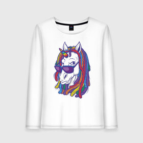 Женский лонгслив хлопок с принтом Rasta Unicorn в городе Новоалтайск, 100% хлопок |  | bob | bobmarley | dreadlocks | horse | rasta | unicorn | боб марли | дредлок | дредлоки | дреды | единорог | лошадь | раста | растаман | цвет
