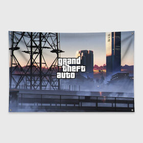 Флаг-баннер с принтом Grand Theft Auto в городе Новоалтайск, 100% полиэстер | размер 67 х 109 см, плотность ткани — 95 г/м2; по краям флага есть четыре люверса для крепления | grand theft auto 2 | grand theft auto 3 | grand theft auto v | grand theft auto: san andreas | grand theft auto: vice city | gta 1 | gta 2 | gta 3 | gta 4 | gta 5 | gta online | gta v | город | игры