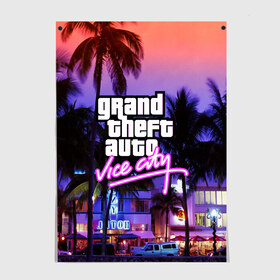 Постер с принтом Grand Theft Auto Vice City в городе Новоалтайск, 100% бумага
 | бумага, плотность 150 мг. Матовая, но за счет высокого коэффициента гладкости имеет небольшой блеск и дает на свету блики, но в отличии от глянцевой бумаги не покрыта лаком | grand theft auto 2 | grand theft auto 3 | grand theft auto v | grand theft auto: san andreas | grand theft auto: vice city | gta 1 | gta 2 | gta 3 | gta 4 | gta 5 | gta online | gta v | город | игры