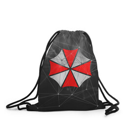 Рюкзак-мешок 3D с принтом UMBRELLA CORP в городе Новоалтайск, 100% полиэстер | плотность ткани — 200 г/м2, размер — 35 х 45 см; лямки — толстые шнурки, застежка на шнуровке, без карманов и подкладки | ada wong | biohazard | leon | nemesis | project resistance | raccoon city | re2 | resident evil 2 | rpd | stars | umbrella | ада вонг | амбрелла | немесис | ужасы