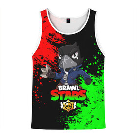 Мужская майка 3D с принтом Brawl Stars Crow в городе Новоалтайск, 100% полиэстер | круглая горловина, приталенный силуэт, длина до линии бедра. Пройма и горловина окантованы тонкой бейкой | Тематика изображения на принте: brawl stars | crow | game | leon | бравл | бравл стар | бравл старс | ворон | ворона | детская | детям | игра | компьютерная игра | кров | леон | персонаж | развлечение