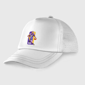 Детская кепка тракер с принтом NBA (Kobe Bryant) в городе Новоалтайск, Козырек - 100% хлопок. Кепка - 100% полиэстер, Задняя часть - сетка | универсальный размер, пластиковая застёжка | Тематика изображения на принте: 08 | 24 | 8 | angeles | basketball | bryant | gigi | goat | kobe | lakers | legend | logo | los | mamba | nba | rip | sport | баскетбол | брайант | коби | легенда | мамба | спорт
