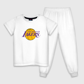 Детская пижама хлопок с принтом LA LAKERS в городе Новоалтайск, 100% хлопок |  брюки и футболка прямого кроя, без карманов, на брюках мягкая резинка на поясе и по низу штанин
 | america | basketball | kobe bryant | la | la lakers | lakers | los angeles lakers | nba | usa | баскетбол | кобе брайант | лос анджелес лейкерс | нба | сша